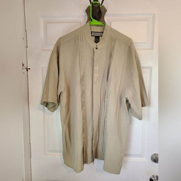 New Step Men's Caribbean Island Shirt, Size:  Large Color: Tan - Picture 3 of 16